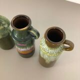 Set of four vintage pottery fat lava vases "401-20" by Scheurich, Germany, 1970s