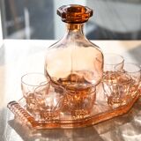 Service à liqueur art déco rose