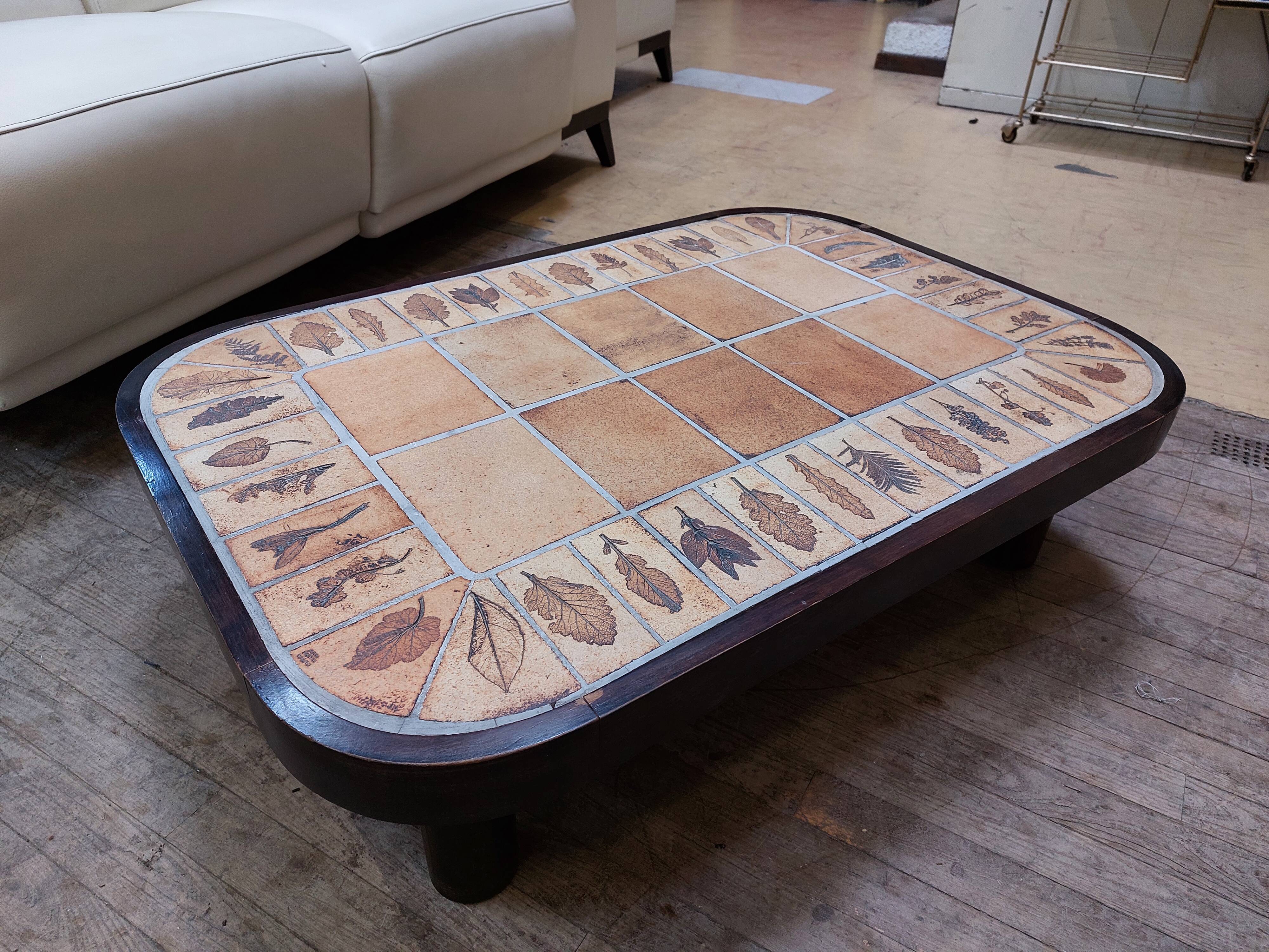 Table basse "Herbier" par Roger Capron - Années 60/70 - Vallauris