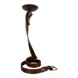 Vintage brutalist wrought iron snake candle holder