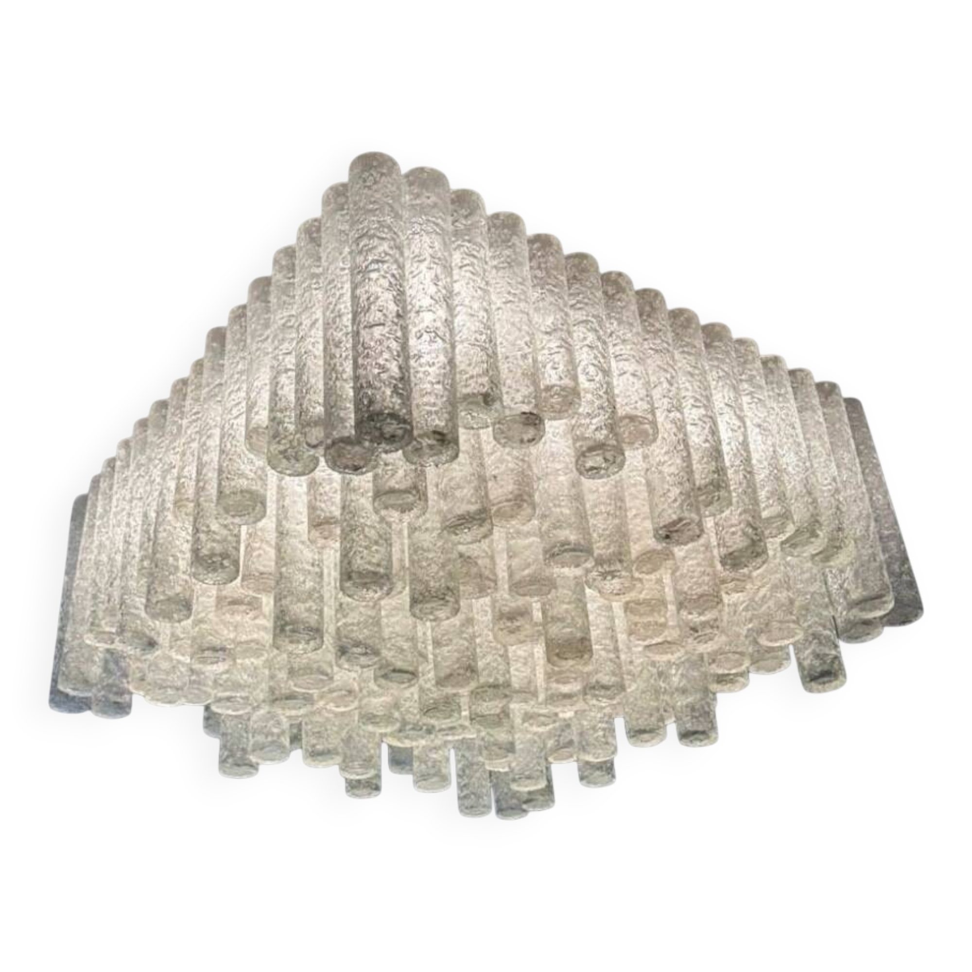 1960s/70s Chandelier Ceiling Lamp by Doria Leuchten Germany, Ice Glass