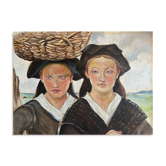HSP painting "Return from fishing" in Brittany? 1940 Steff / Burdy