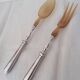 Salad cutlery, Alfénide Christofle, Tosca model, horn and silver metal.