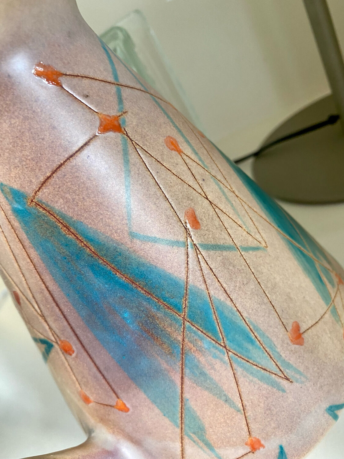 Vase or ceramic pitcher signed François Ré Vallauris 50s