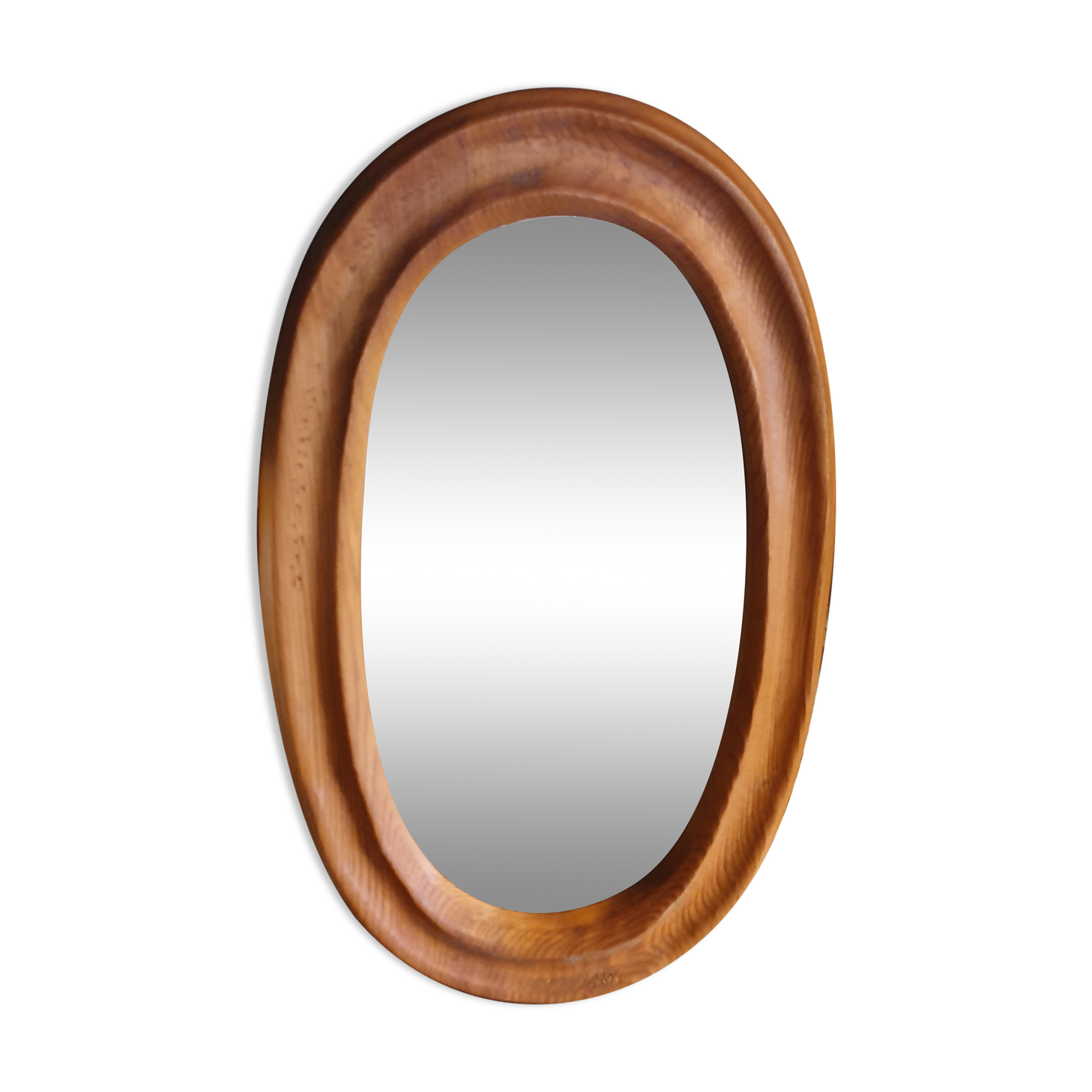Oval solid wood mirror