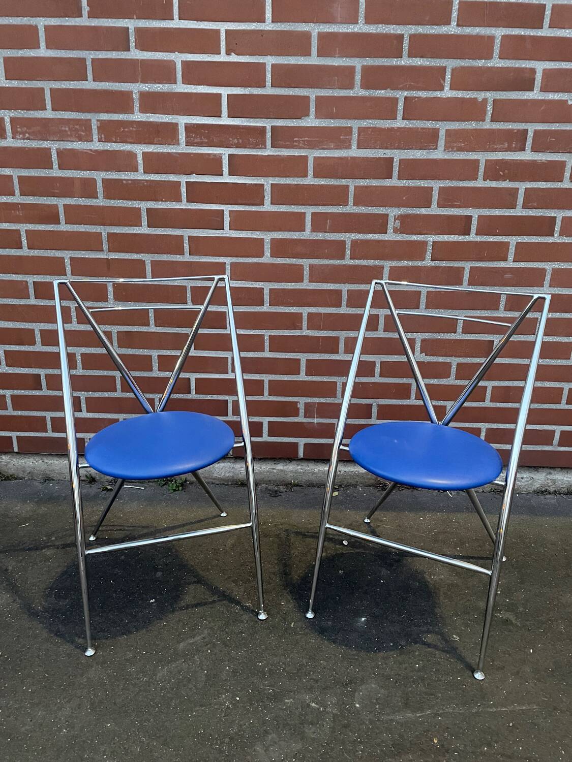 2 Hiroyuki Yamakado chrome folding chairs