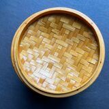Pot with braided bamboo lid