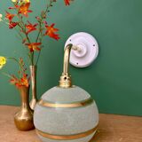 Applique globe vintage en verre granité vert et or