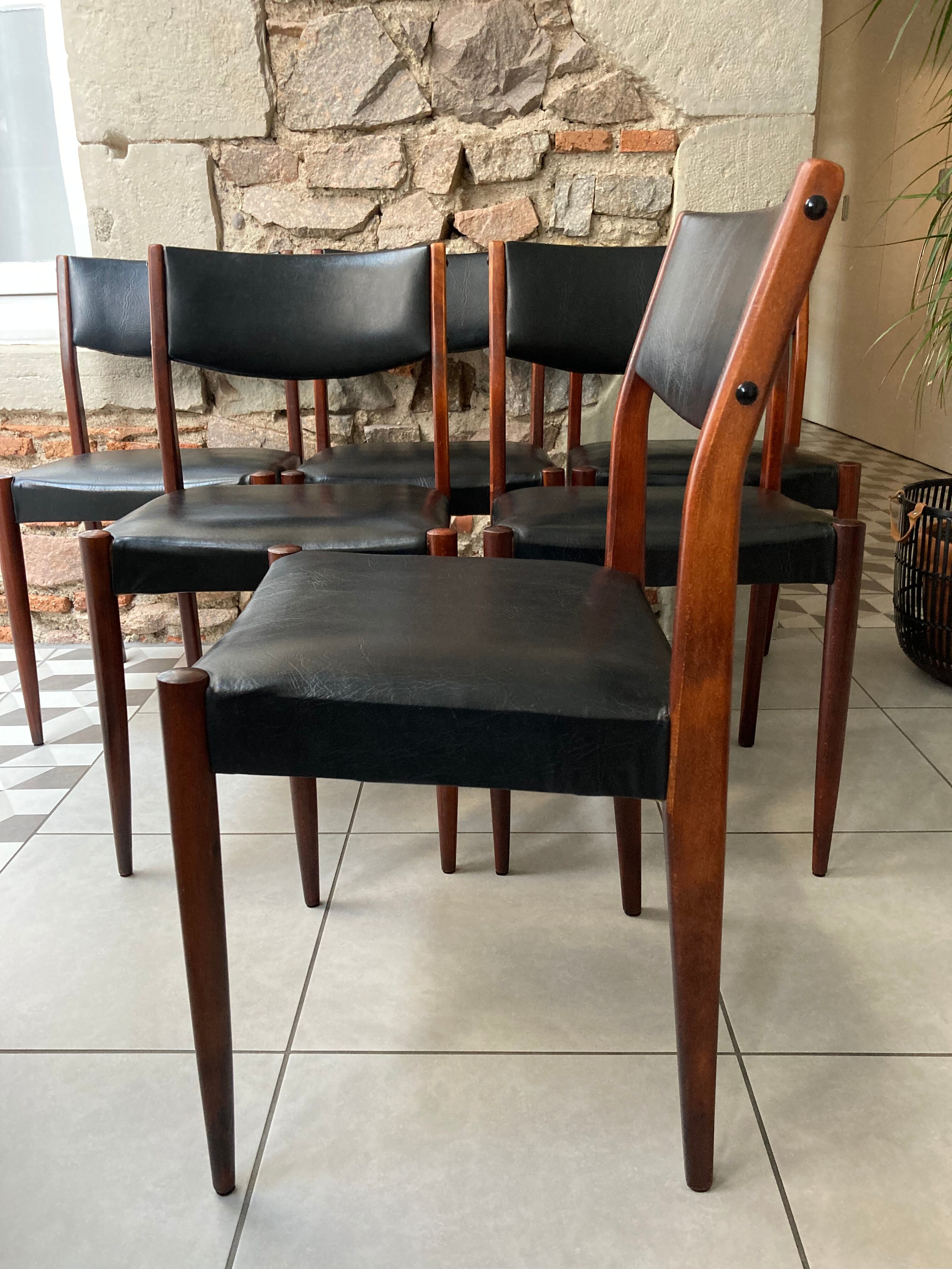 Set of 6 scandinavian chairs skaï black