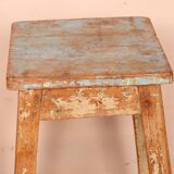 Old burmese teak workshop stool original teak-ecru patina