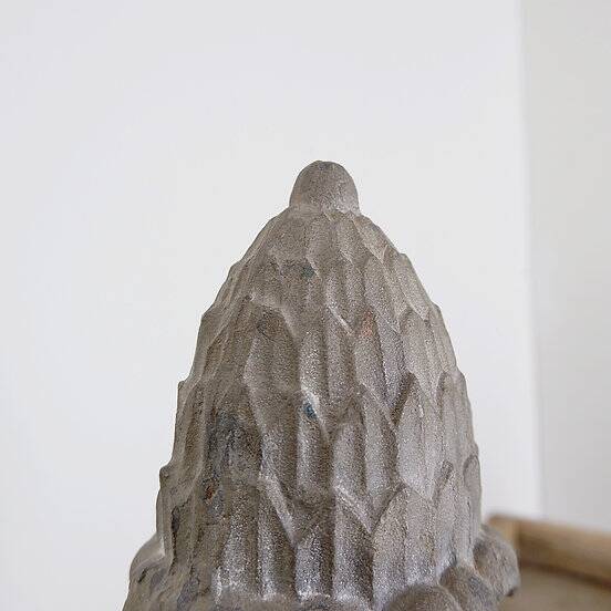 Vintage Decorative Cast Iron Pine Cone on Wooden Base