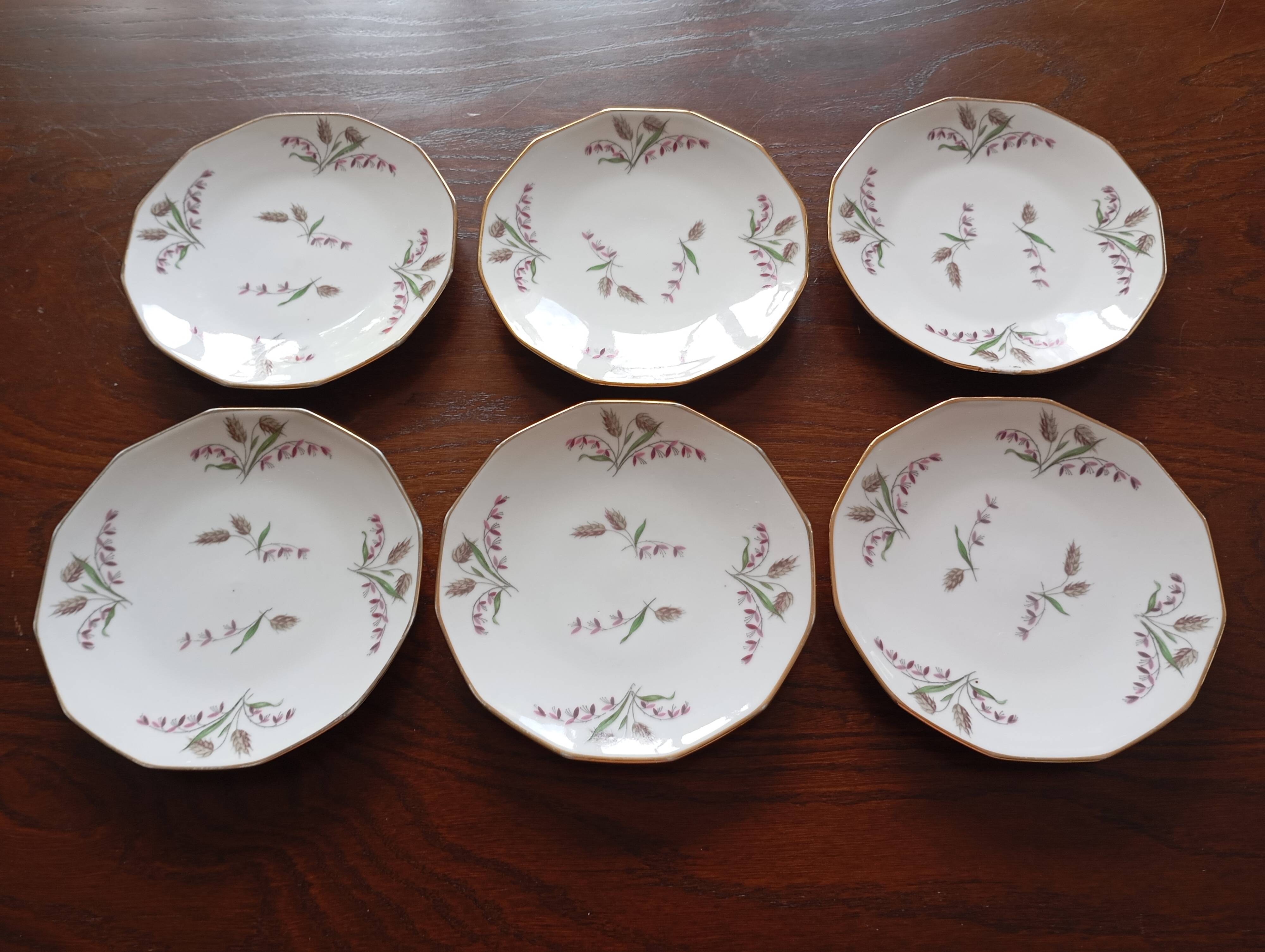 6 Limosa hard porcelain dessert plates (Limoges)