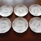 6 Limosa hard porcelain dessert plates (Limoges)