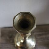 Brass candle holder with octagonal base