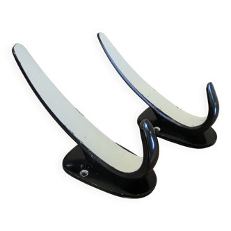 Pair of streamline coat hooks, chistera, 1970