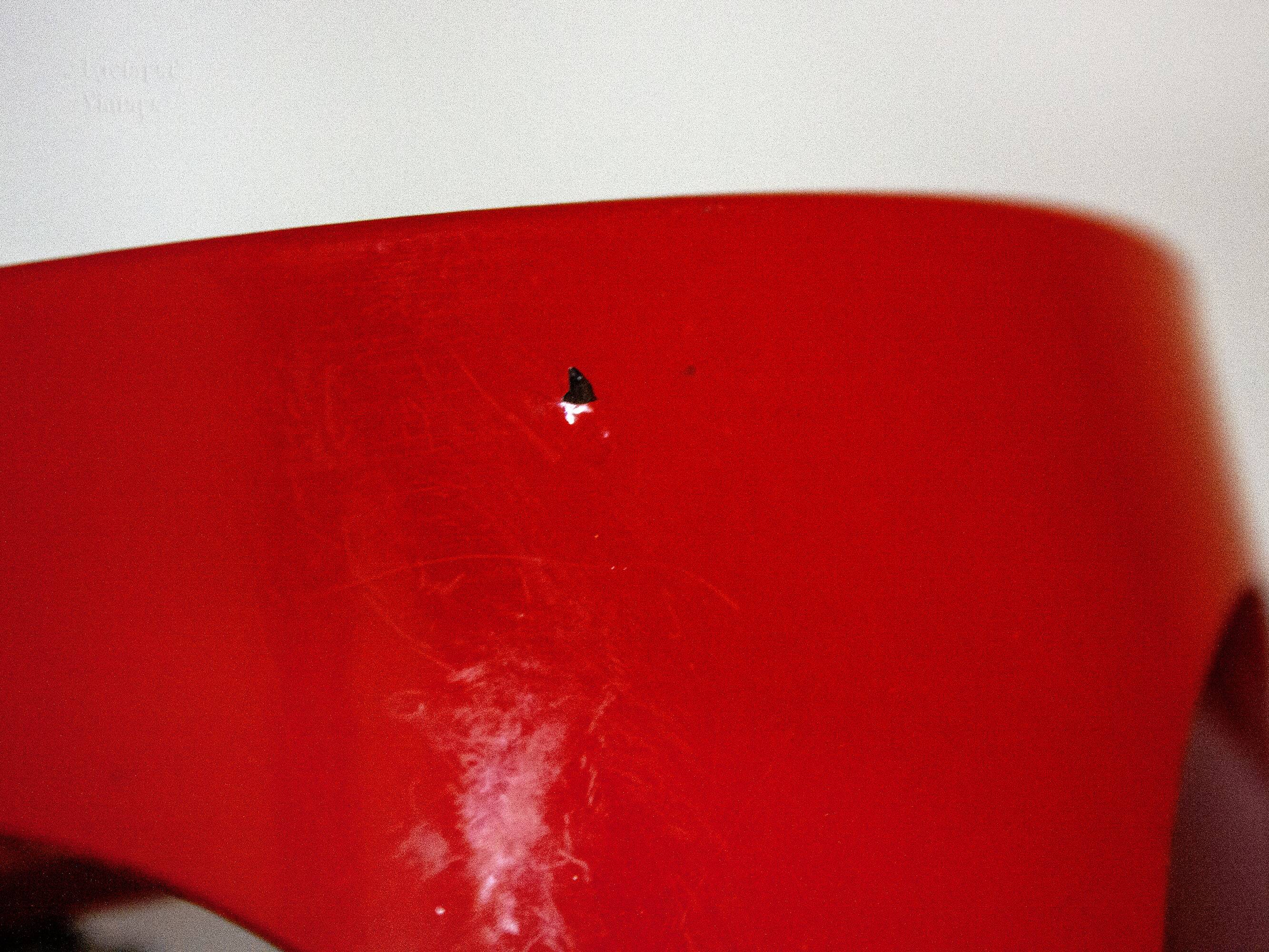 Vintage UFO ceiling light in red metal and white glass