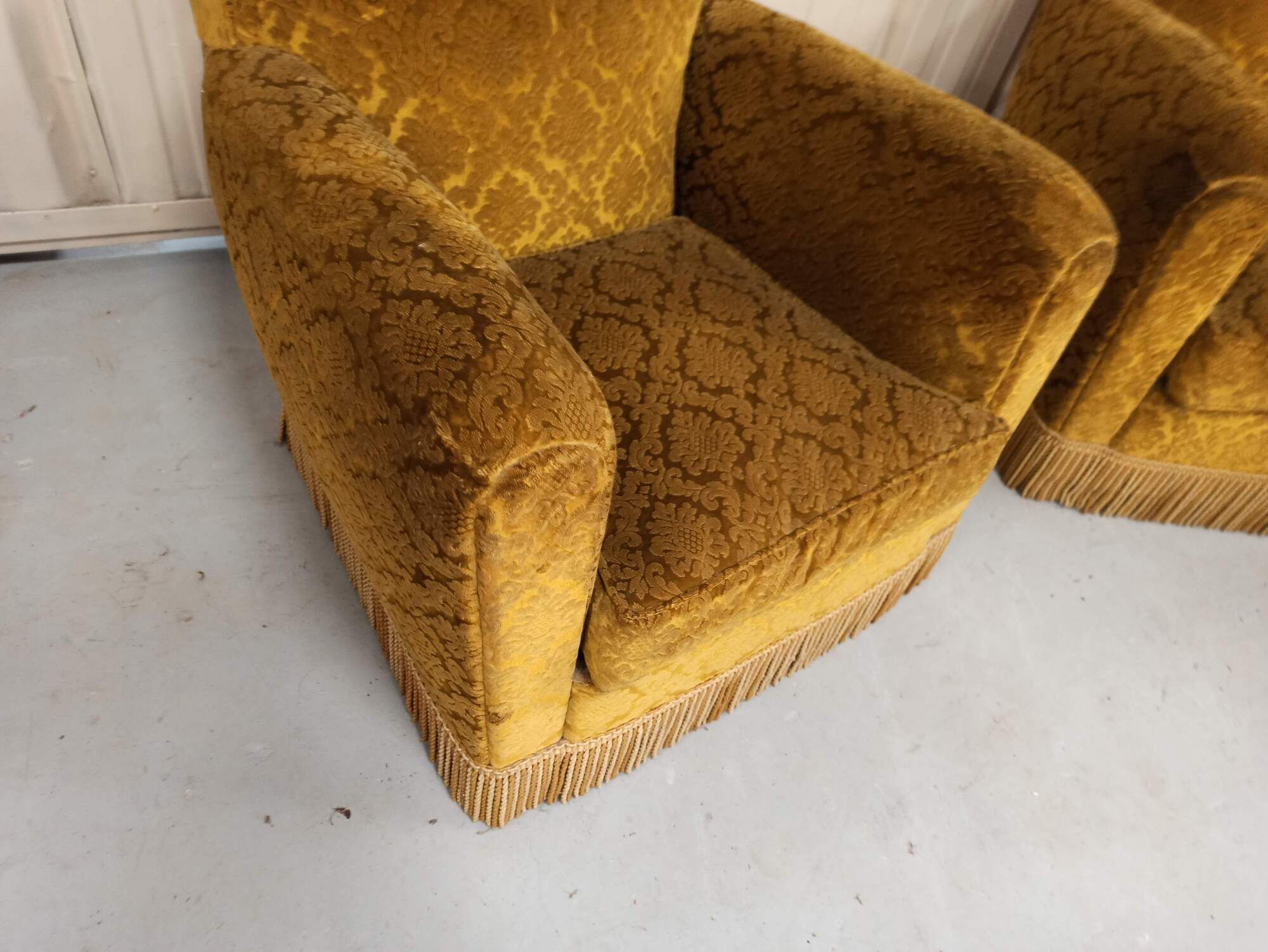 Pair of armchairs club velvet old yellow - armchair old
