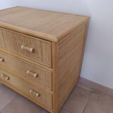 Commode en osier et rotin vintage