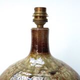 Pied de lampe  " boule " en grès signé, années 70