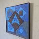 Mid-Century Modern Swedish "Geometric Blue", Vintage Abstract Oil Painting, Framed