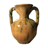 Handled vase in enameled ceramic, stamp to identify