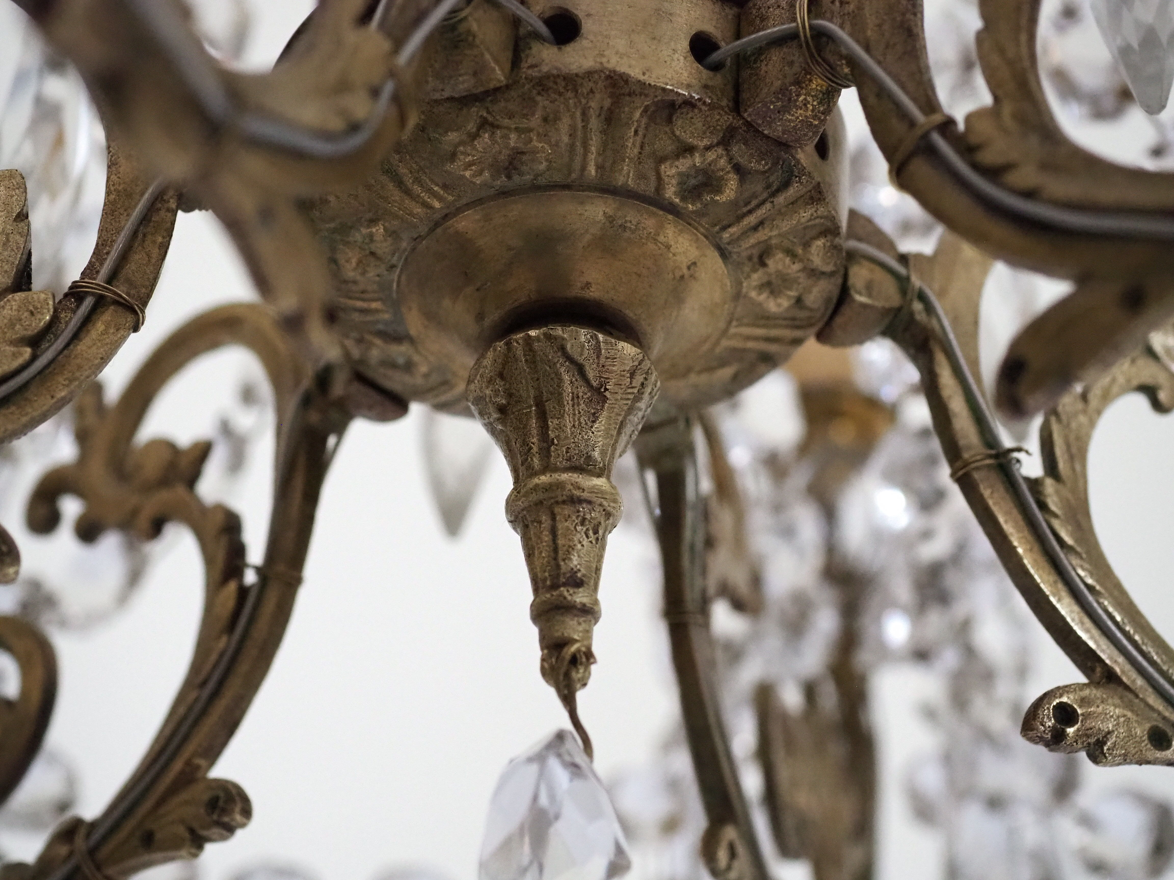 Napoleon III chandelier with crystal pendants, signed Portieux 19th century