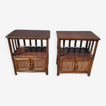Pair of rattan bedside from the 1970s