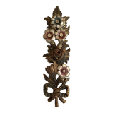 Decorative carved wooden ornament bouquet flowers and ribbon