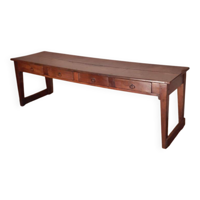 Table de monastère, table de communauté, console XIX° noyer massif