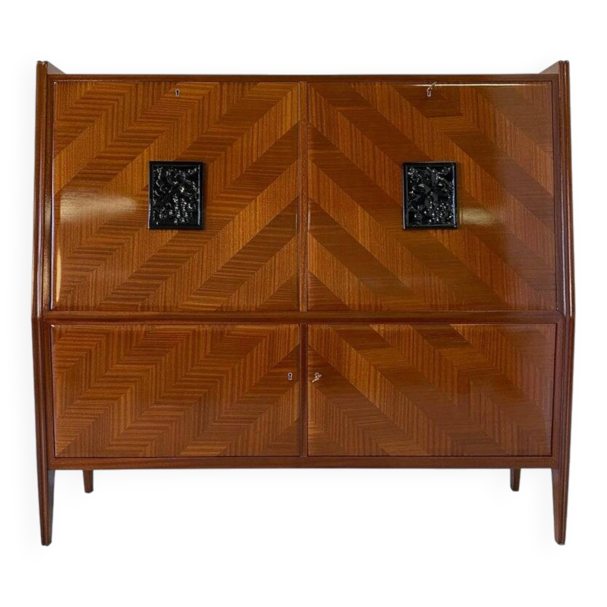 Italian Mahogany Secretaire Cabinet, 1950s