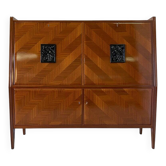 Italian Mahogany Secretaire Cabinet, 1950s