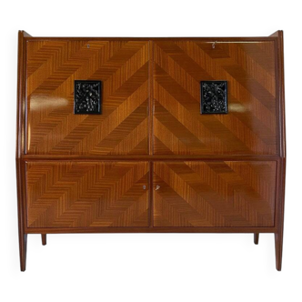 Italian Mahogany Secretaire Cabinet, 1950s