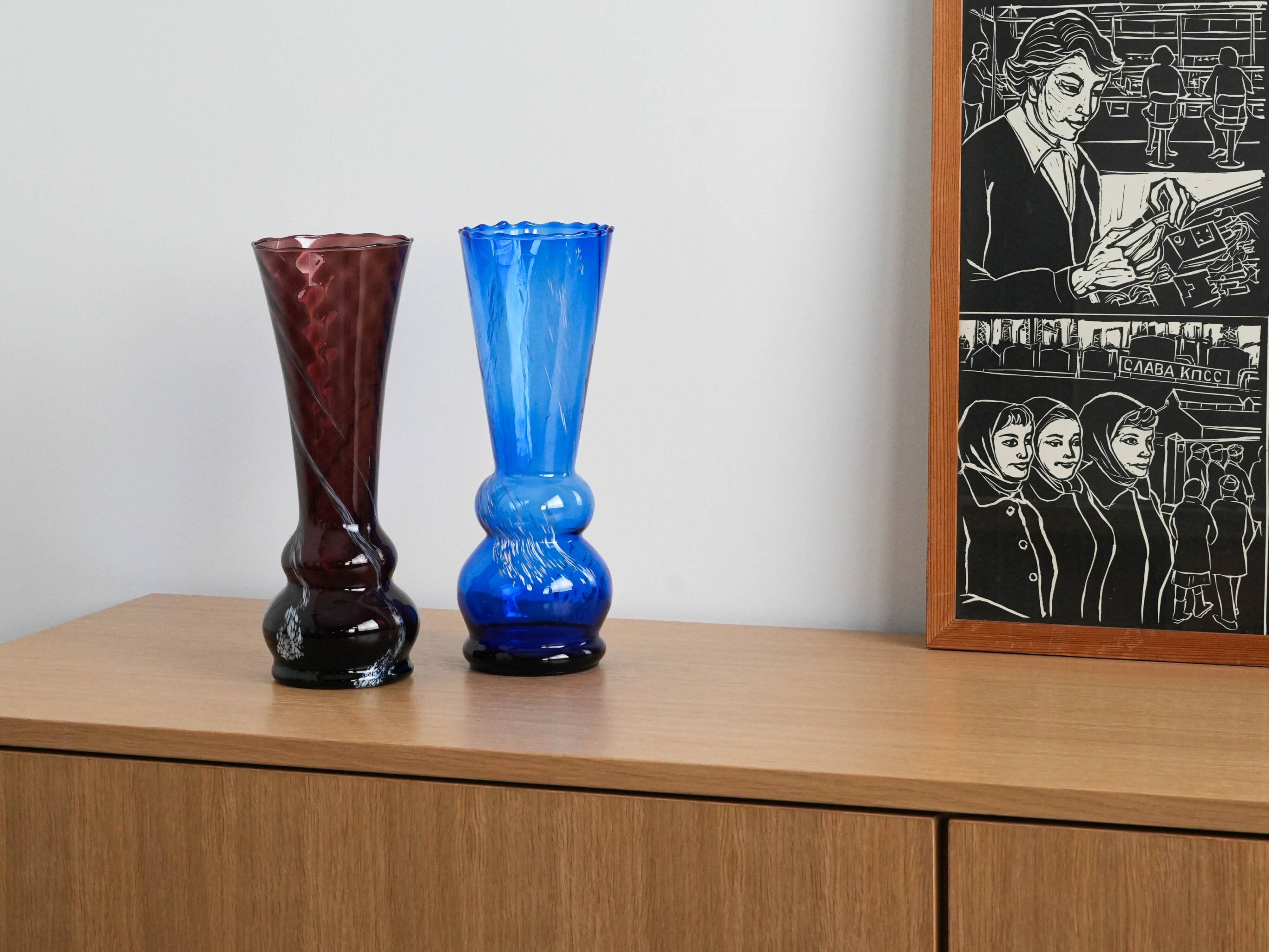 Blue glass vase, Danish design, 1960s, made in Denmark