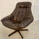 Vintage danish mid century leather swivel egg chair by bramin 1960,s