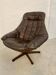 Vintage danish mid century leather swivel egg chair by bramin 1960,s