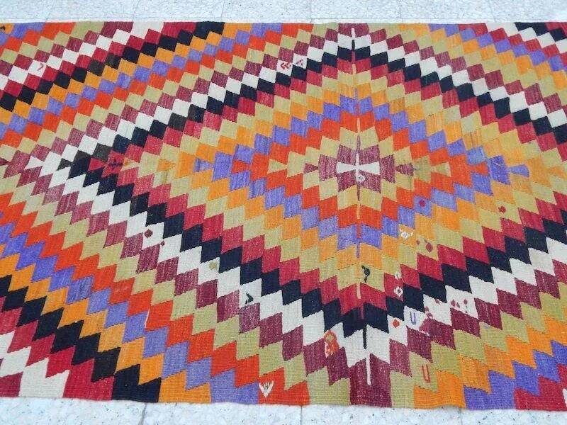 Vintage Turkish hallway rug 126x327 cm