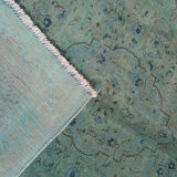 Blue overdyed oriental vintage carpet handmade wool area rug- 151x208cm
