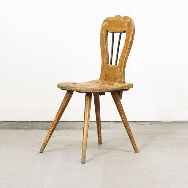 Chaise primitive de montagne antique du 19ème siècle