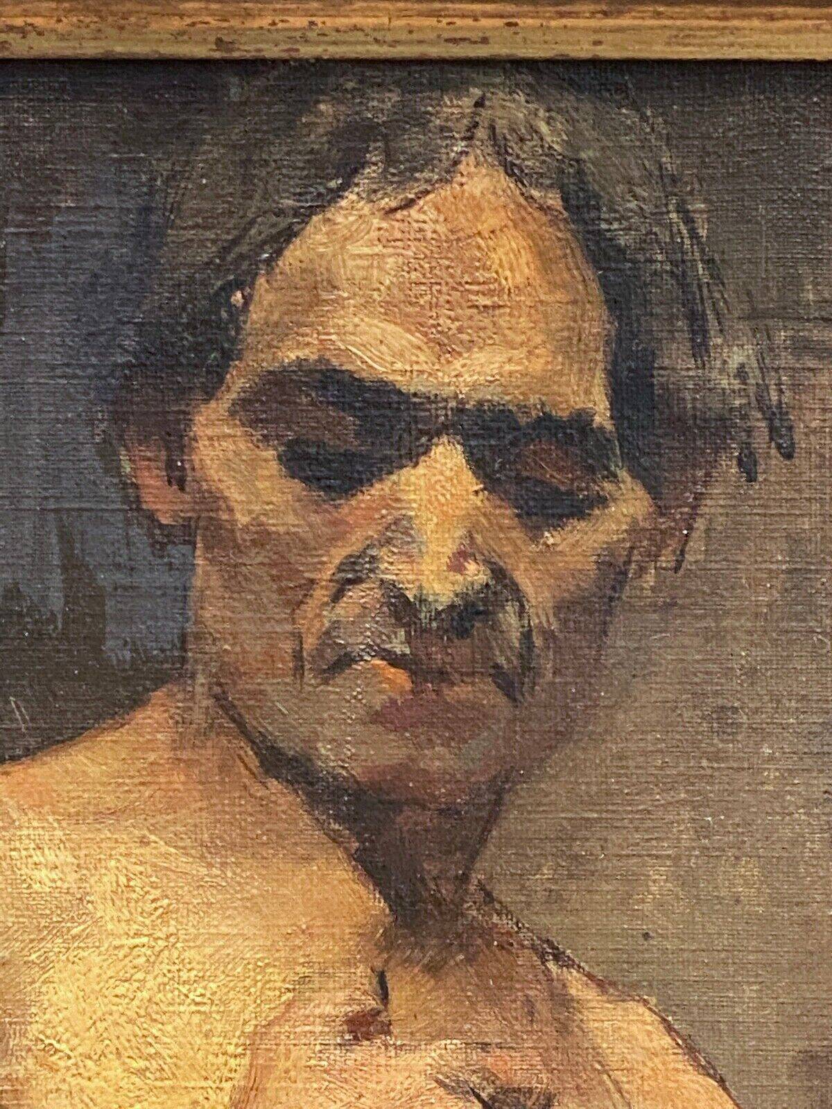 Oil on panel by Alain Beaufreton academic nude male