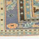 6x9 Vintage Peach Color Blue Medallion Handmade Vintage Rug, 175x290 Cm
