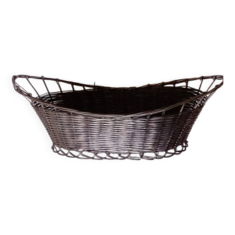 Old basket/basket in woven silver metal