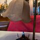 Vintage wrought iron burlap table lamp