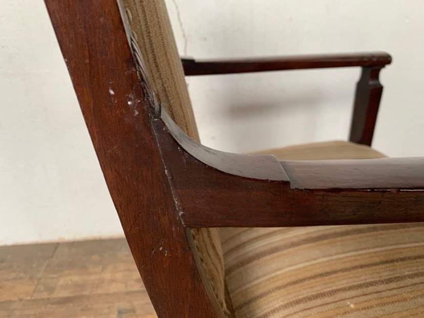 Empire office armchair in mahogany decor palmettes xviiith