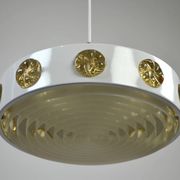 Pendant Lamp with Amber Glass Medallion Inserts — Vitrika, Denmark, 1960s