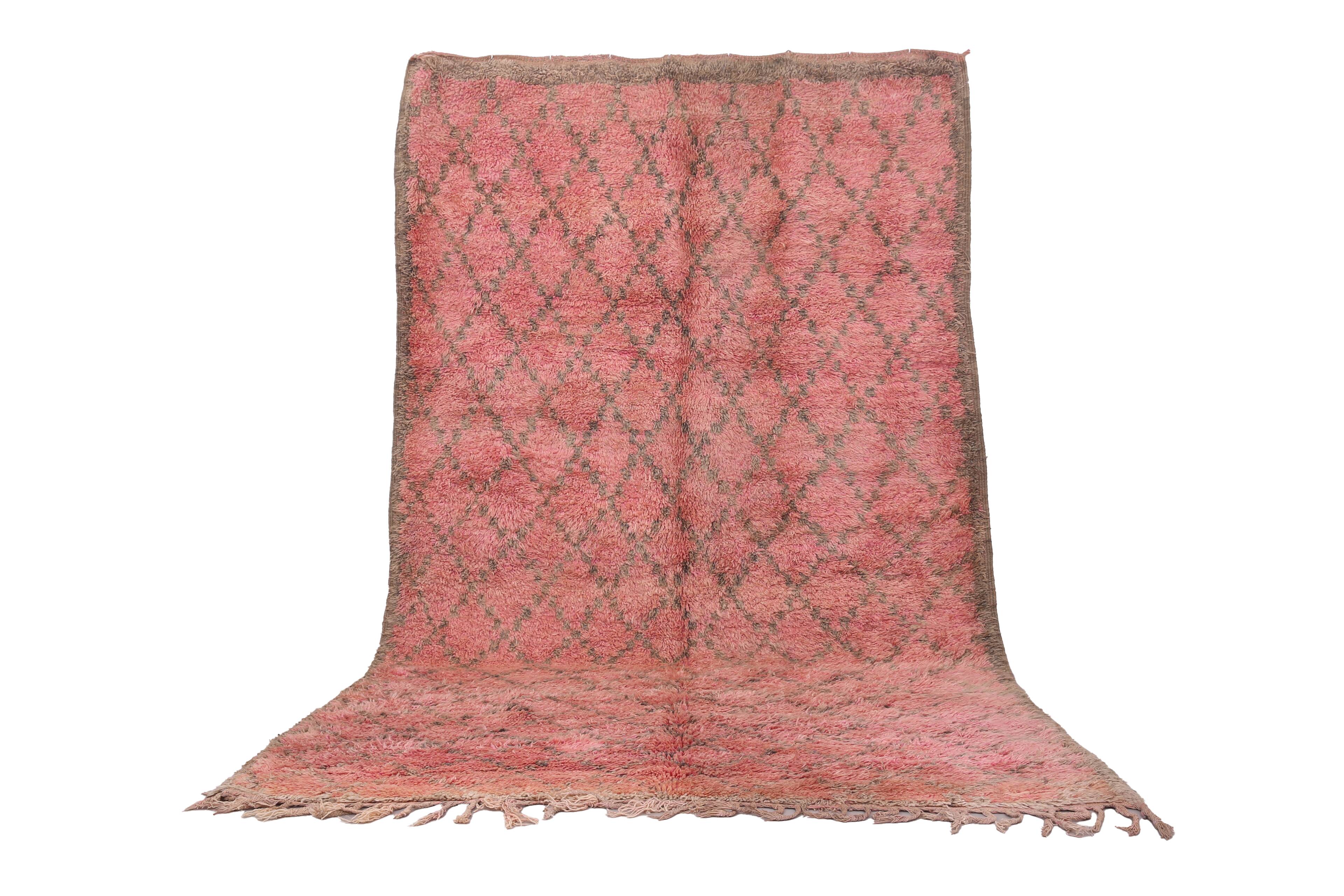 Pink Vintage Moroccan Rug 204 x 340 cm - Berber Wool Rug - Handmade Rug Boh