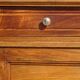 Antique Louis XVI style bedside table in walnut, with a marble top.