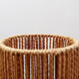 Vintage ceramic table lamp in sand color with a new rope lampshade