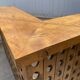 L-shaped walnut solid wood bar, professional furniture, bistro counter, reception.
