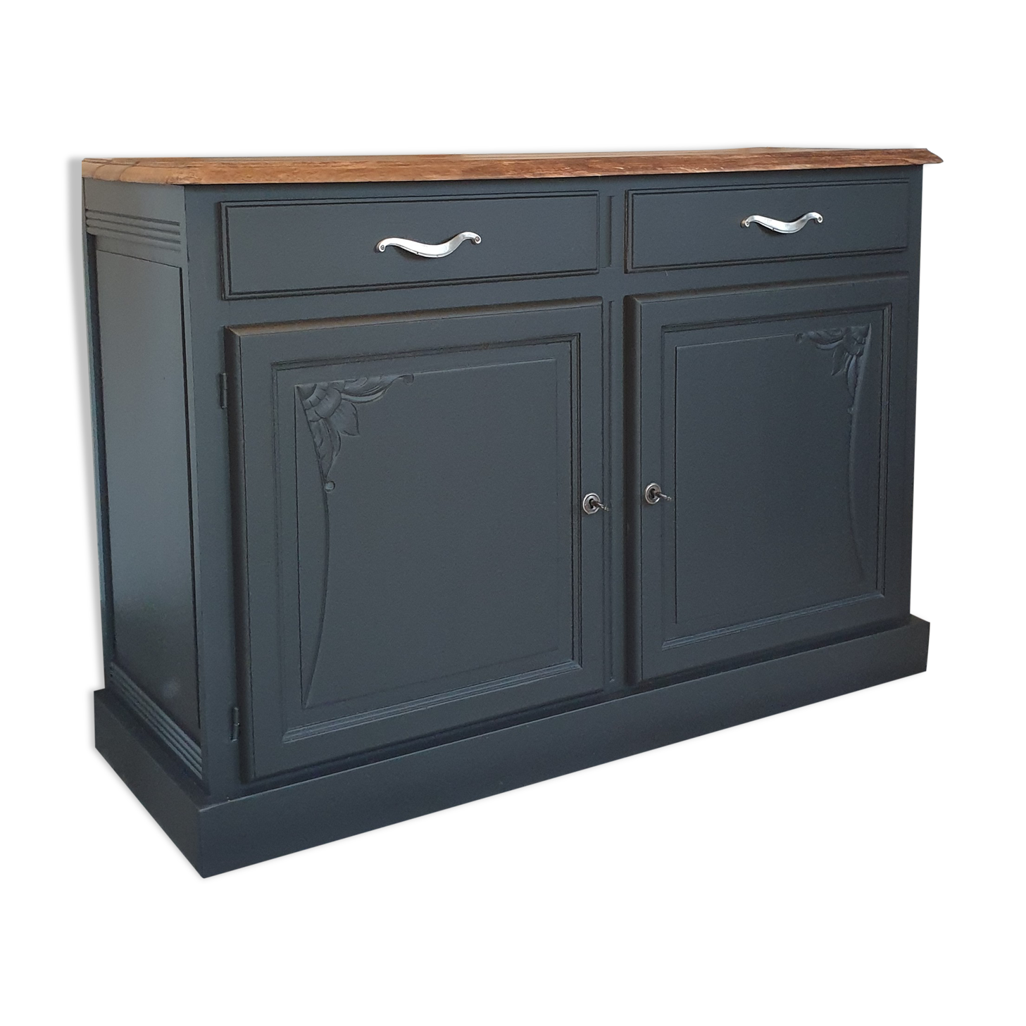 Buffet noir en bois massif