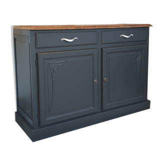 Buffet noir en bois massif